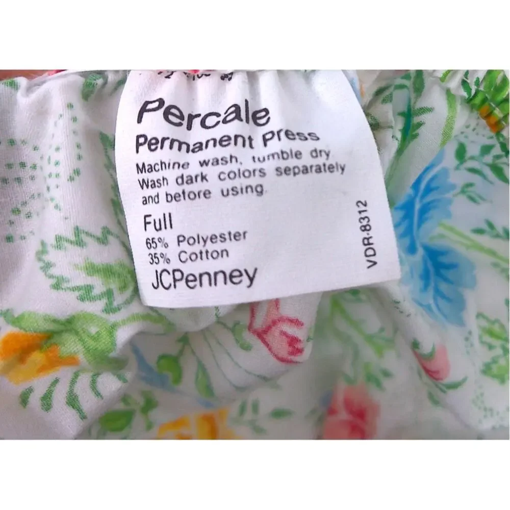 Vtg JCPenney Juliet Floral Percale Full Sheet Set Flat Fitted 2 Pillowcases NOS